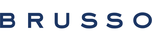 BRUSSO logo in blue on a white background
